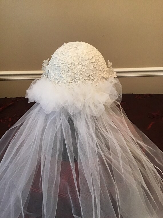 Bridal Juliet cap headpiece and veil vintage