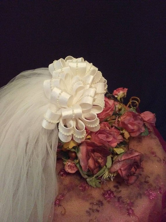 Vintage bridal headpiece and veil, vintage bridal… - image 4
