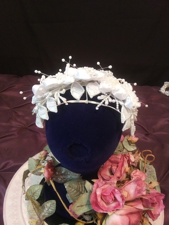 Vintage bridal headpiece, pearl crown, bridal tia… - image 5