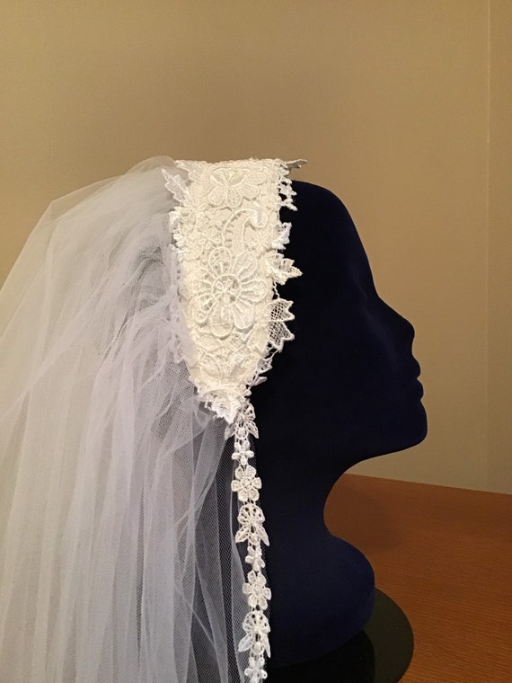 Bridal headpiece and lace veil vintage - image 6