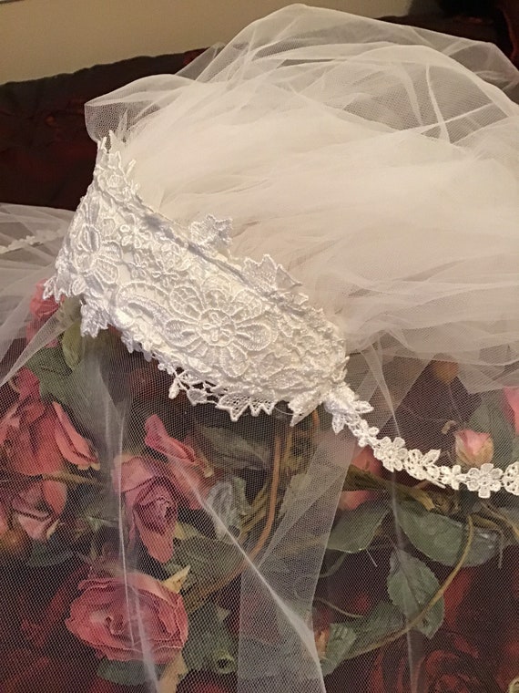 Bridal headpiece and lace veil vintage - image 7