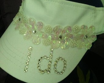 Womens Adjustable Fabric Bling BRIDE to Be Sun Visor  display picture 1