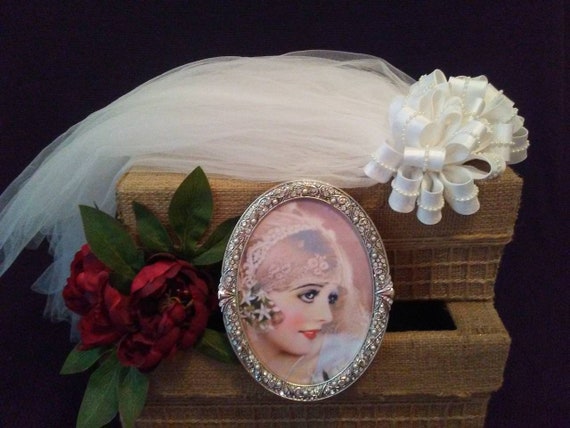 Vintage bridal headpiece and veil, vintage bridal… - image 2