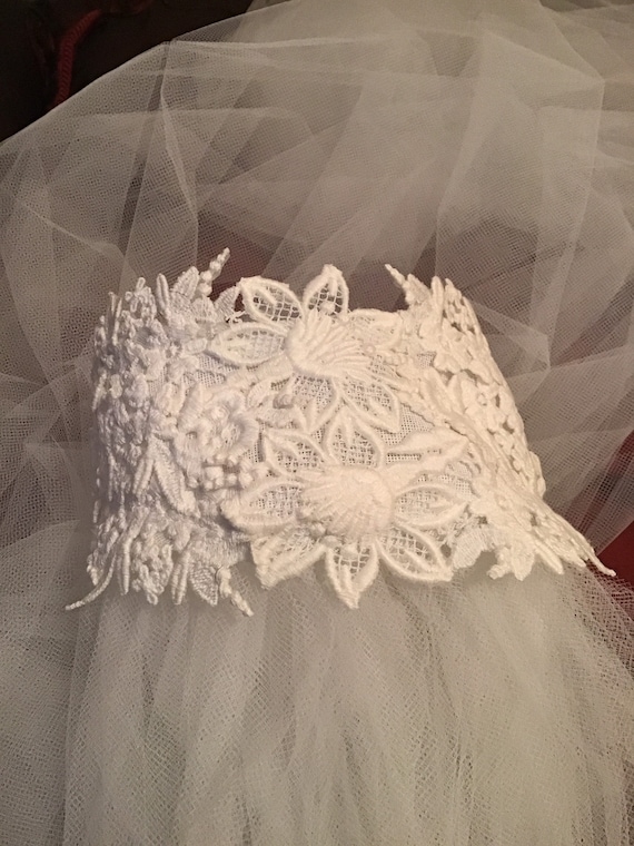 Vintage bridal headpiece Juliet cap and veil