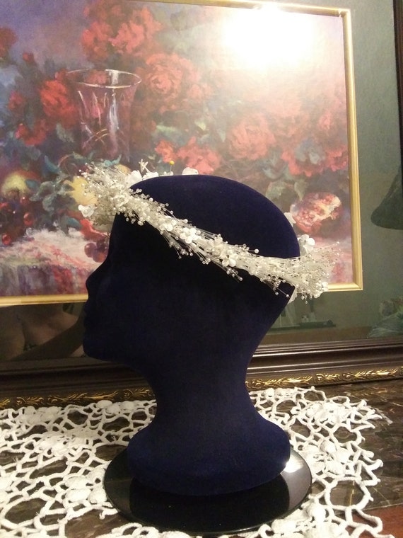 Vintage bridal wreath, bridal headpiece, shabby chic,… Gem