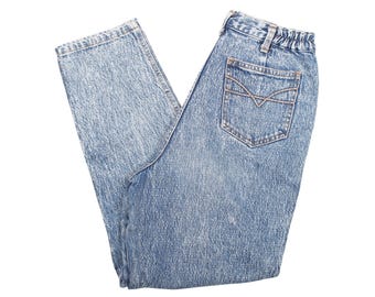 Jean Mom taille haute vintage des années 80 : denim de coton fuselé