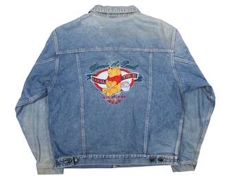 Veste en jean brodée Winnie l'ourson Disney vintage des années 90 (M)