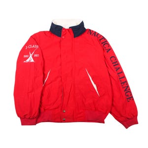 Vintage Nautica Challenge Jacke 90er Jahre Rote J-Klasse Segel Windbreaker