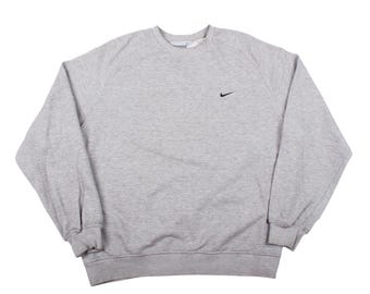 vintage Nike gris sweat logo Swoosh minimal des années 90 ans année 2000 pull streetwear ras du cou