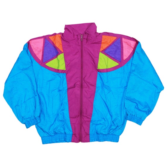 1990s fashion Vintage 80s 90s Windbreaker Colorful Rainbow Colorblock Crazy jacket