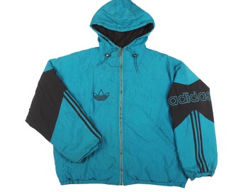 Vintage Adidas Big Logo Jacke Größe XL, Sportjacke, Trainingsjacke, Hip Hop 90er Jahre, Y2K Fashion
