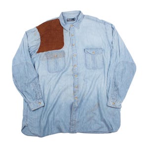 Vintage Polo Ralph Lauren Button Up Shirts Chambray Denim Shooting Outdoor 90s