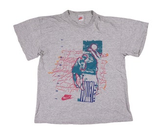 Vintage Nike Graphic T-Shirt, Big Swoosh, 90s Tee, XL