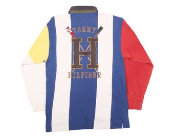 Vintage Tommy Hilfiger Multicolour Striped  Rugby Polo Shirt