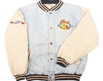Vintage The Disney Store Winnie The Pooh Varsity Jeans Jacke Mantel 90er Jahre