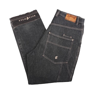 Vintage ROCA WEAR Wide Leg Jeans: 1990s Hip Hop Y2K Baggy Style, W38