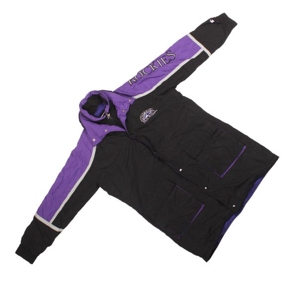 Vintage 90s Colorado Rockies Starter Jacket Purple Black Parka