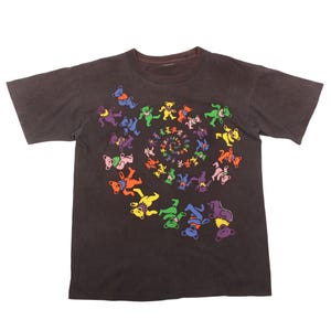 Vintage 90s Grateful Dead Dancing Bears Spiral Tie Dye T-Shirt 1991 Brockum Licensed Band Tee