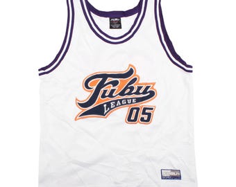 Maillot Baseball FUBU Blanc Taille XL – Vintage 90’s / 2000’s, Oversize Et Stylé