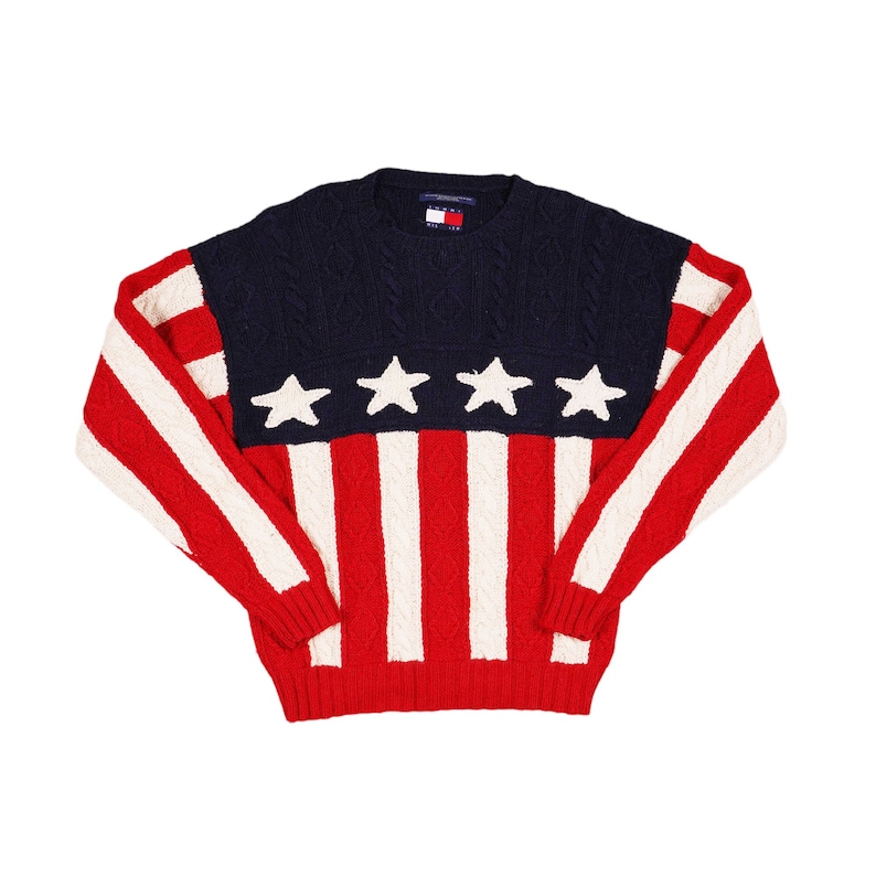Vintage 90's Tommy Hilfiger Crewneck Knit Sweatshirt Pull Over Size M image 1