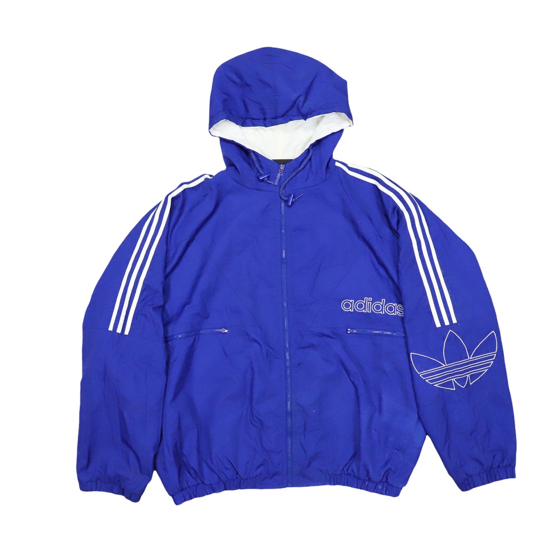 Vintage adidas puffer jacket hoodie big logo 90's | Etsy
