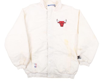 Vintage Chicago Bulls startjacka vit NBA-jacka pufferjacka 90-tals hiphop streetwear