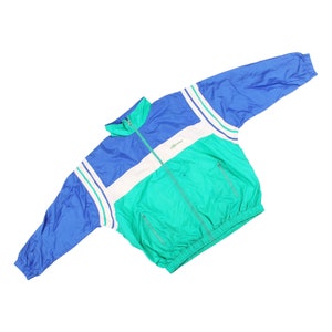 Vintage Ellesse Windbreaker Jacket 90s Colorblock Blue Green Retro Track Zip Up Sportswear