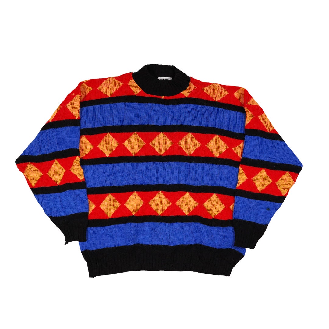 Vintage 3D Knit Sweater Coogi Style Hip Hop Size L Etsy