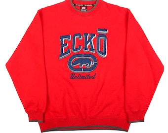 Vintage Ecko Unltd Sweatshirt Y2K Red Rhino Spellout Crewneck Sweater