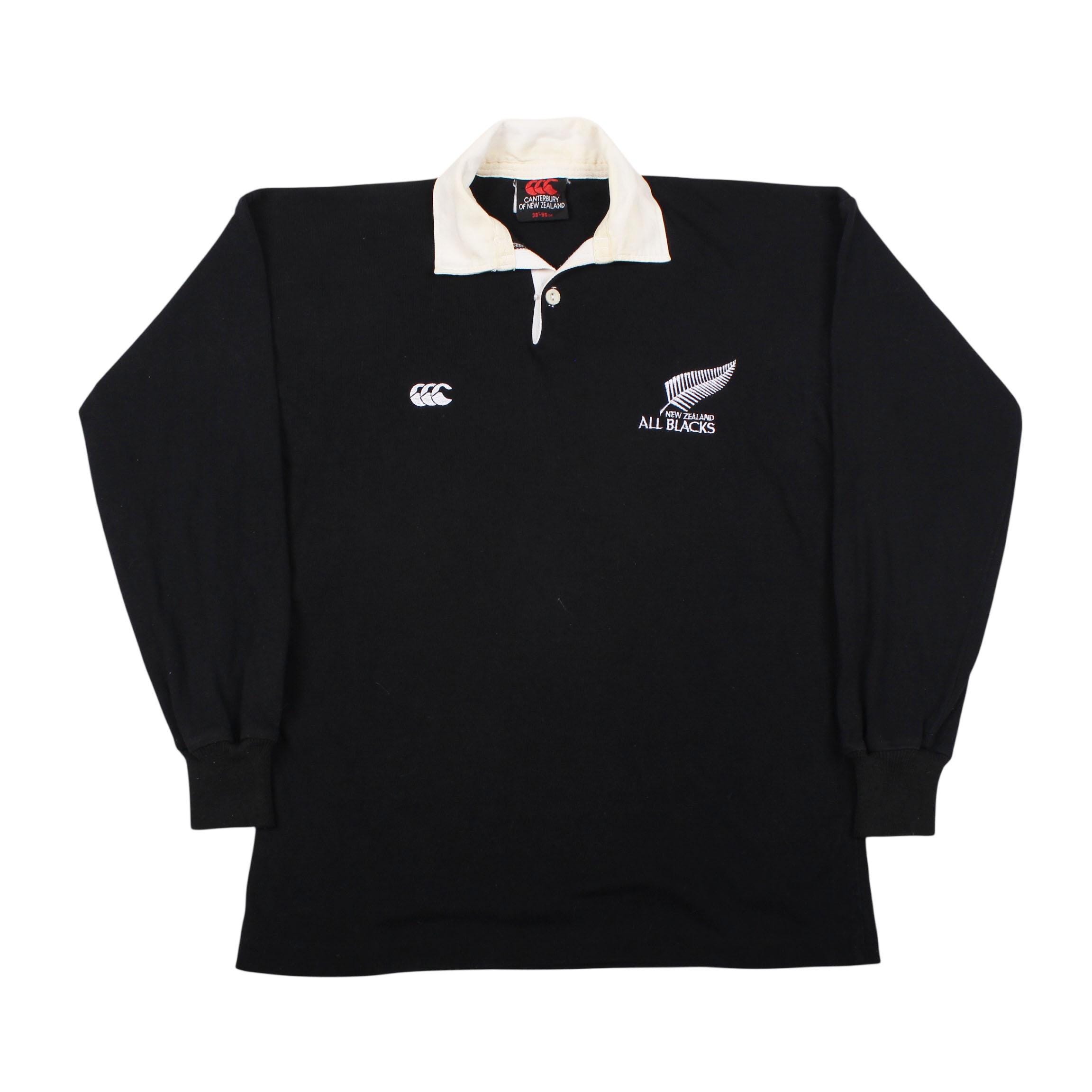 ウェア Canterbury New Zealand polo shirt black Vintage Canterbury New Zealand All Blacks Rugby Shirt Medium