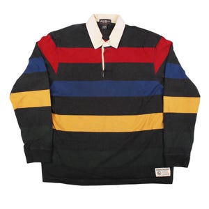 Vintage Striped Polo Rugby Shirt , Rugby Jersey , 90s , Y2K