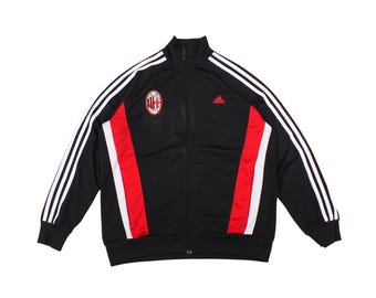 AC Milan Adidas Track Jacket Black Red 3 Stripe