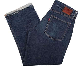 Vintage Selvedge Denim Jeans Raw Indigo Redline Hose mit geradem Bein