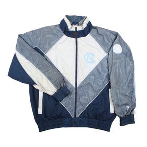 Vintage UNC Tar Heels Windbreaker Jacket | Retro North Carolina Track Jacket | 90s Colorblock Sportswear | Men’s Size XL
