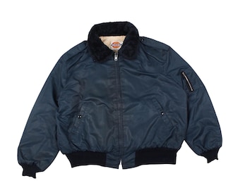 Vintage Dickies Bomber Jacket Made in USA Fur Collar Workwear 90s Flight Jacket