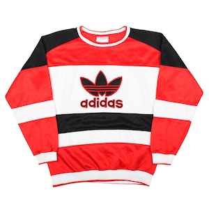 Vintage 80s 90s Adidas Trefoil Sweatshirt - Colorblock Red Black White Crewneck