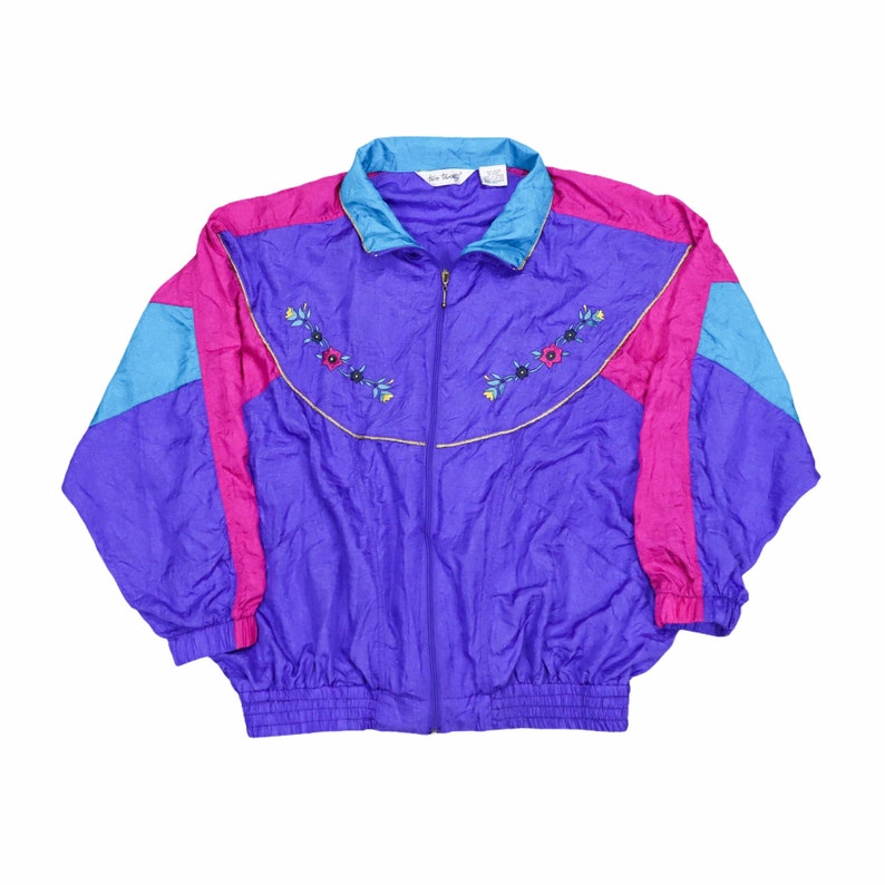 1990s fashion Vintage 80s 90s Windbreaker Colorful Rainbow Colorblock Crazy jacket