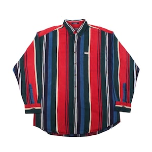 Vintage Chaps Ralph Lauren Shirt 90s Striped Button Down Multi Color
