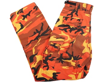 Pantalones cargo de camuflaje naranja vintage, pantalones cargo de camuflaje, años 90, Y2K