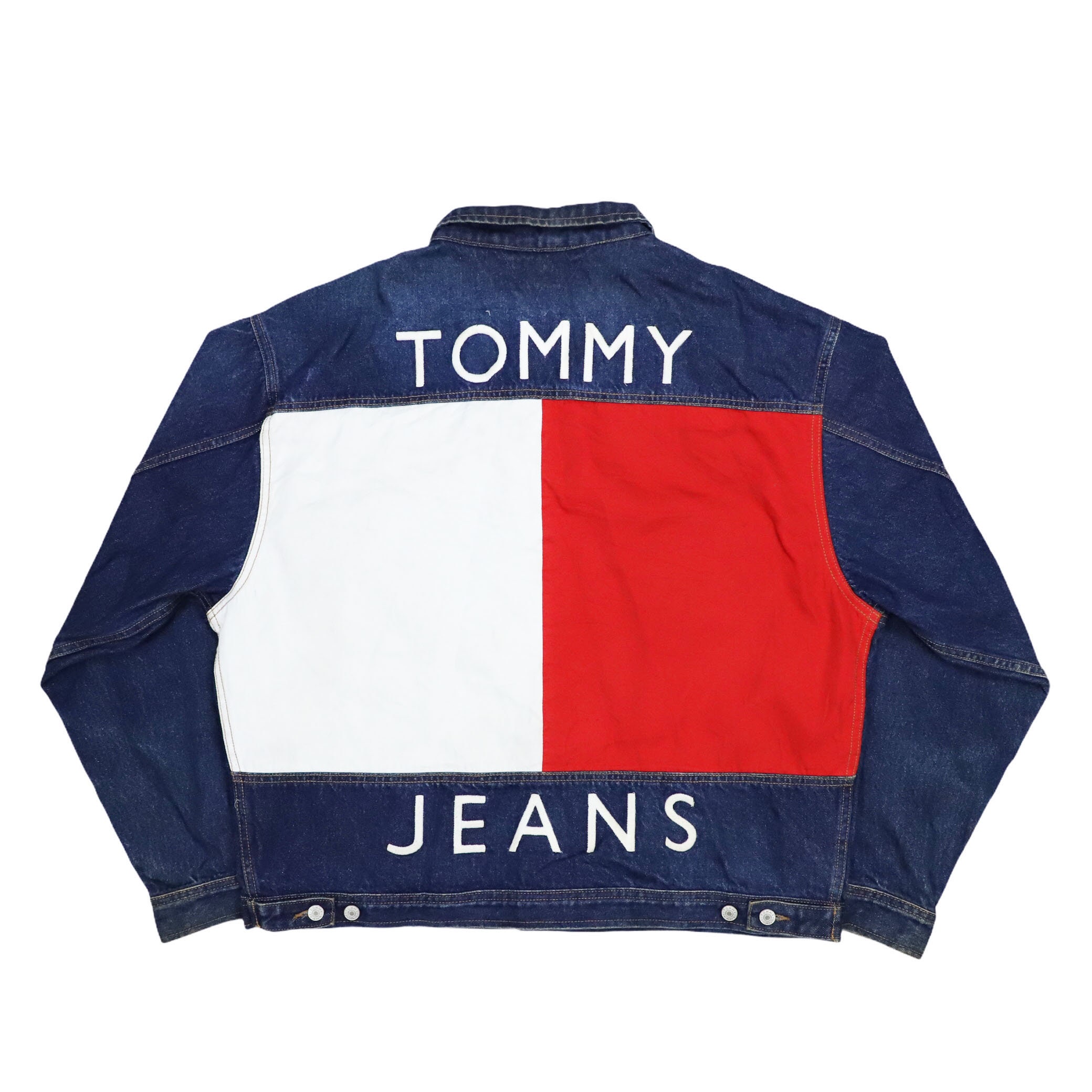 90s Tommy Big Flag Logo Denim Jean Jacket - Etsy