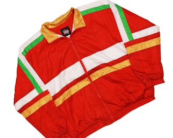 Vintage 90s Colorful Nylon Windbreaker Jacket: Rave Fashion