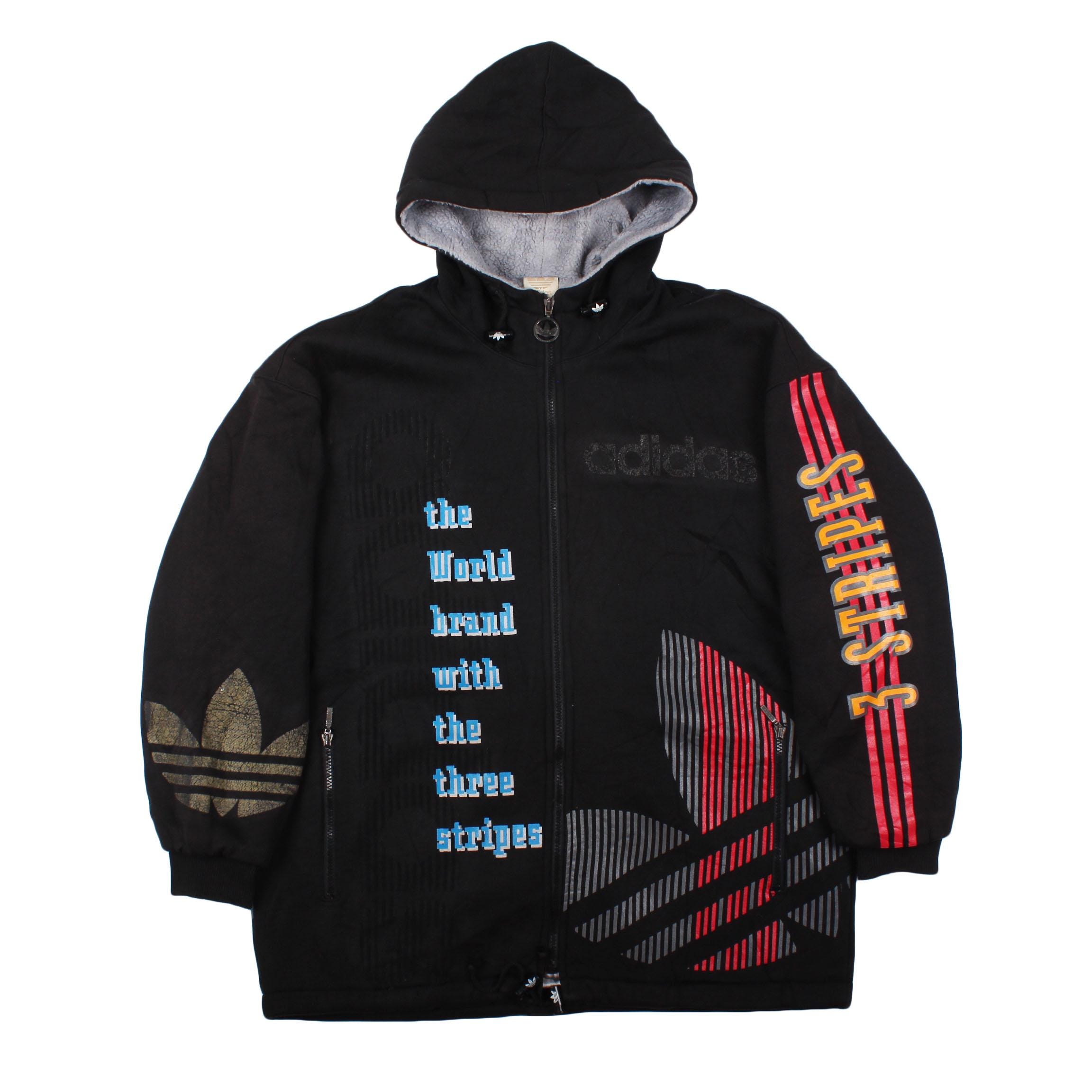 00's“old”adidas“three line“襤褸ジップhoodie Adidas Originals Hoodie XL Hooded Jacket Old Skool Retro 1990s