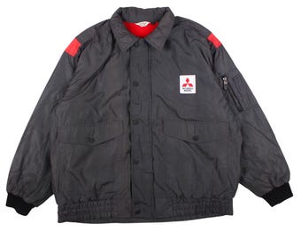 Vintage Mitsubishi Jacket 90s Motors Service Staff Grey Red Bomber