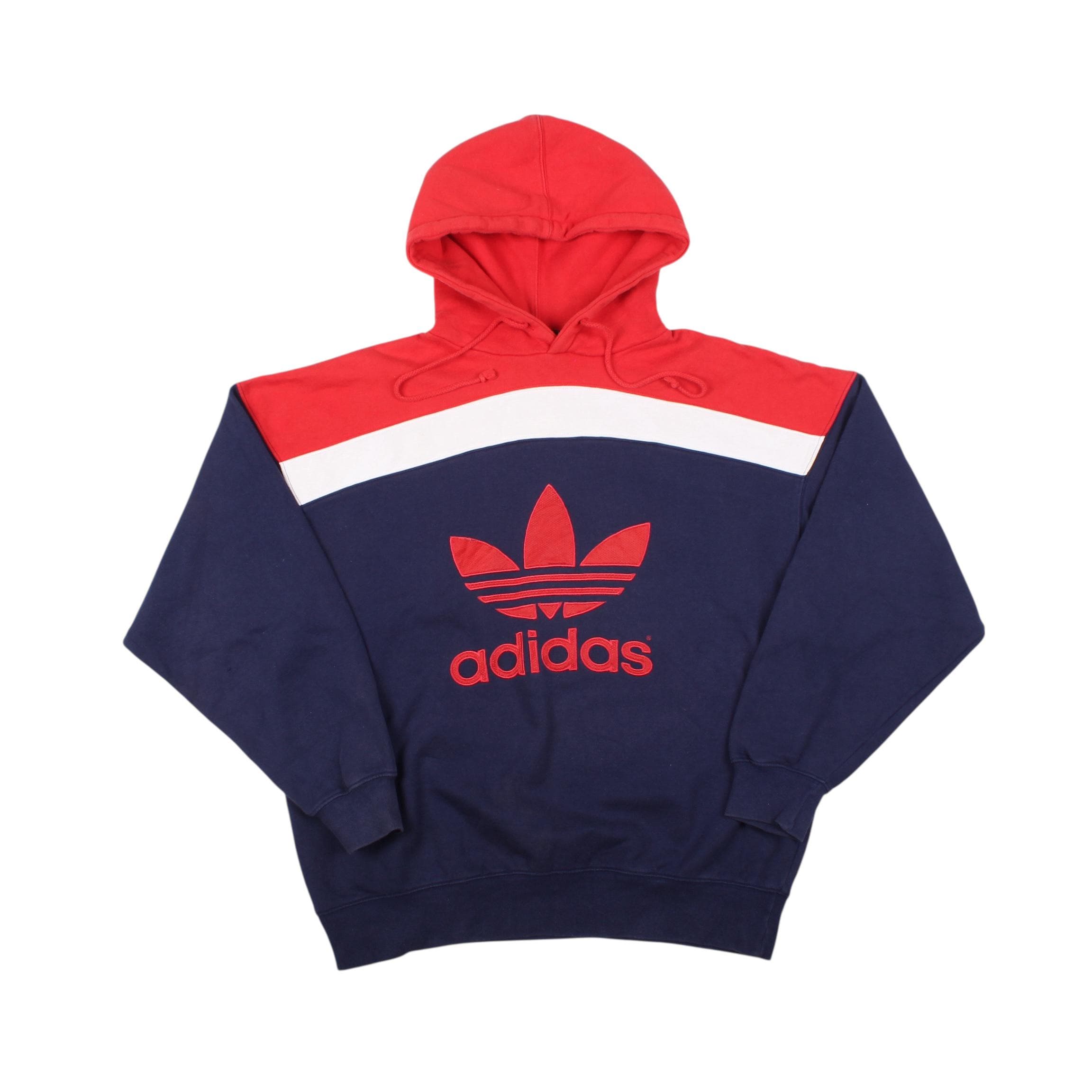 Hoodie Vintage Adidas Trefoil 90s Big Pullover ADIDAS Logo 1990s 