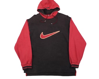 Pull à capuche vintage Nike avec grand logo virgule des années 90