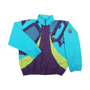 Vintage Nike Windbreaker Jacket 90s Athletic Zip Up Swoosh Logo Streetwear Size - M