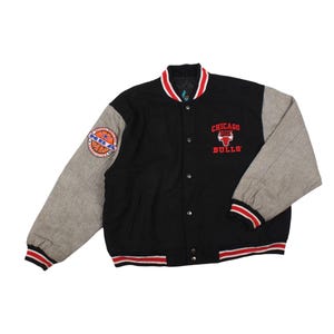 Vintage Chicago Bulls Varsity Jacket 90s NBA Black