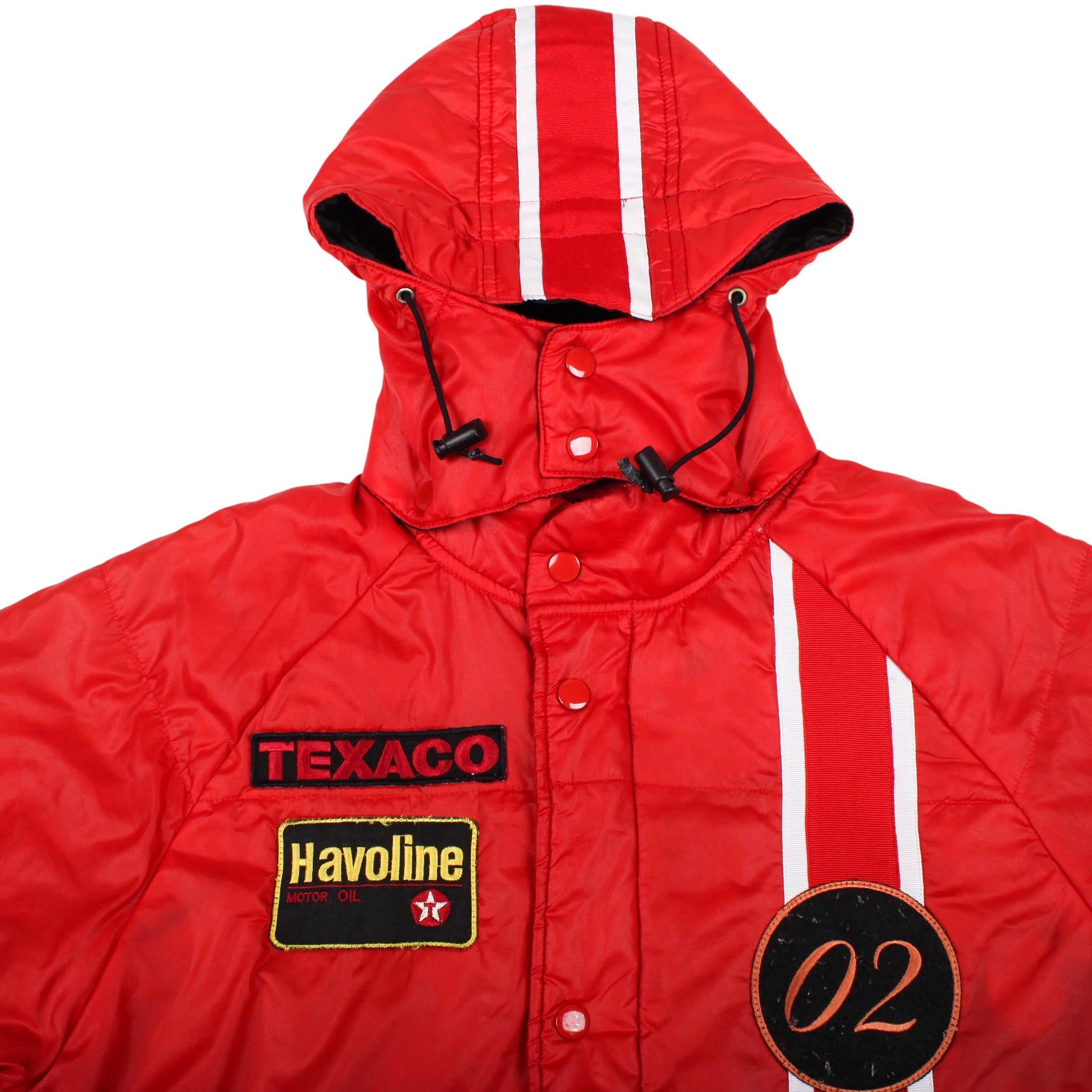 Vintage Texaco Racing Jacket With Hood | Red 90s Havoline Bomber