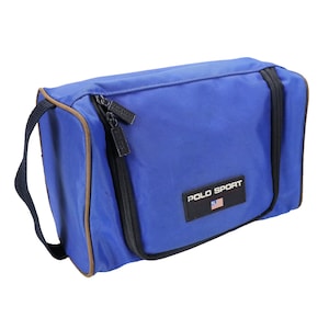 Vintage Polo Sport Toiletry Bag Blue Travel Case 90s Y2K Ralph Lauren USA Flag