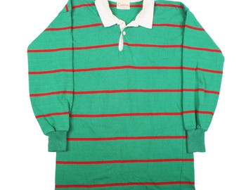 Vintage 90s Colorful Striped Montana Blue Rugby Polo Shirt